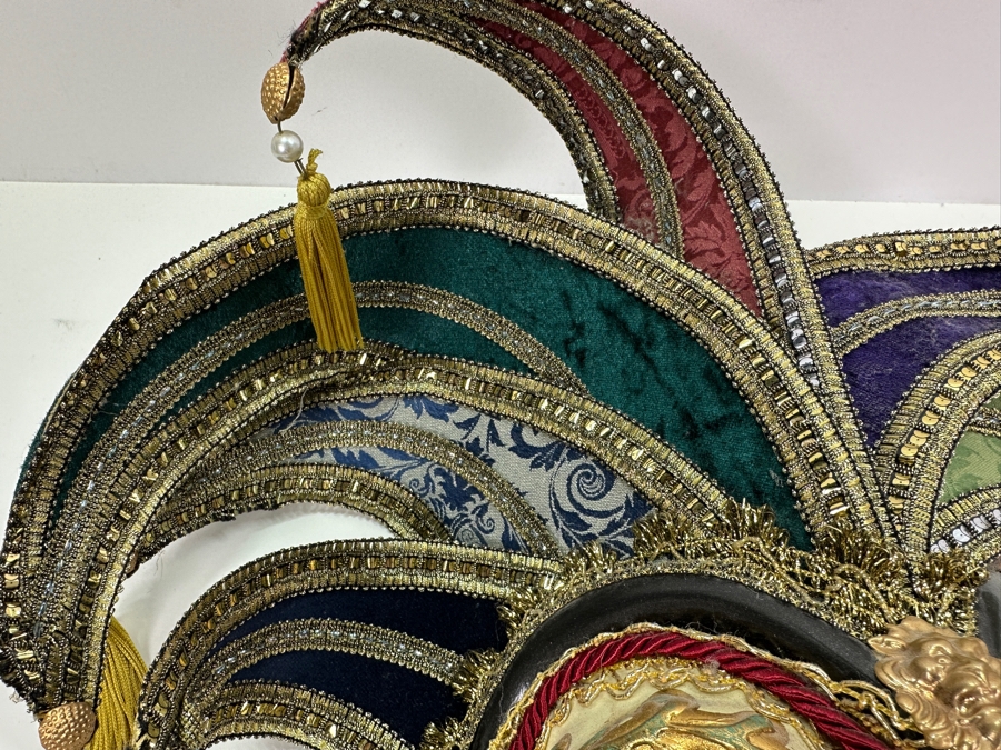 Authentic Hand Painted Venetian Jester Mask for Carnival of Venice by Otto Bessano Made In Italy 16 x 16 [Photo 8]