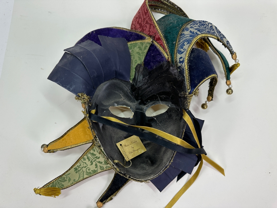 Authentic Hand Painted Venetian Jester Mask for Carnival of Venice by Otto Bessano Made In Italy 16 x 16 [Photo 16]