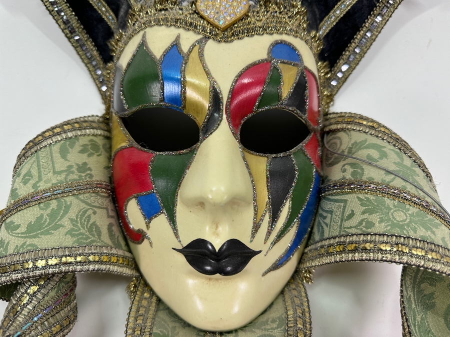 Authentic Hand Painted Venetian Jester Mask for Carnival Of Venice Made In Italy 15 x 17 [Photo 4]