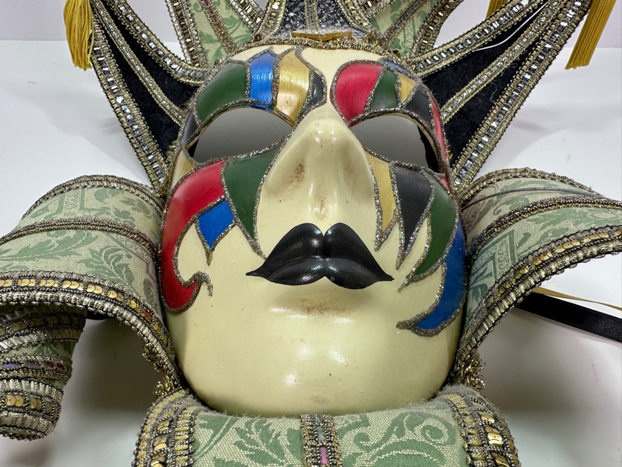Authentic Hand Painted Venetian Jester Mask for Carnival Of Venice Made In Italy 15 x 17 [Photo 6]