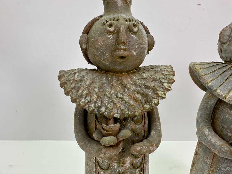 Signed Icelandic Pottery Figurines Candle Holders 10.5'H [Photo 2]