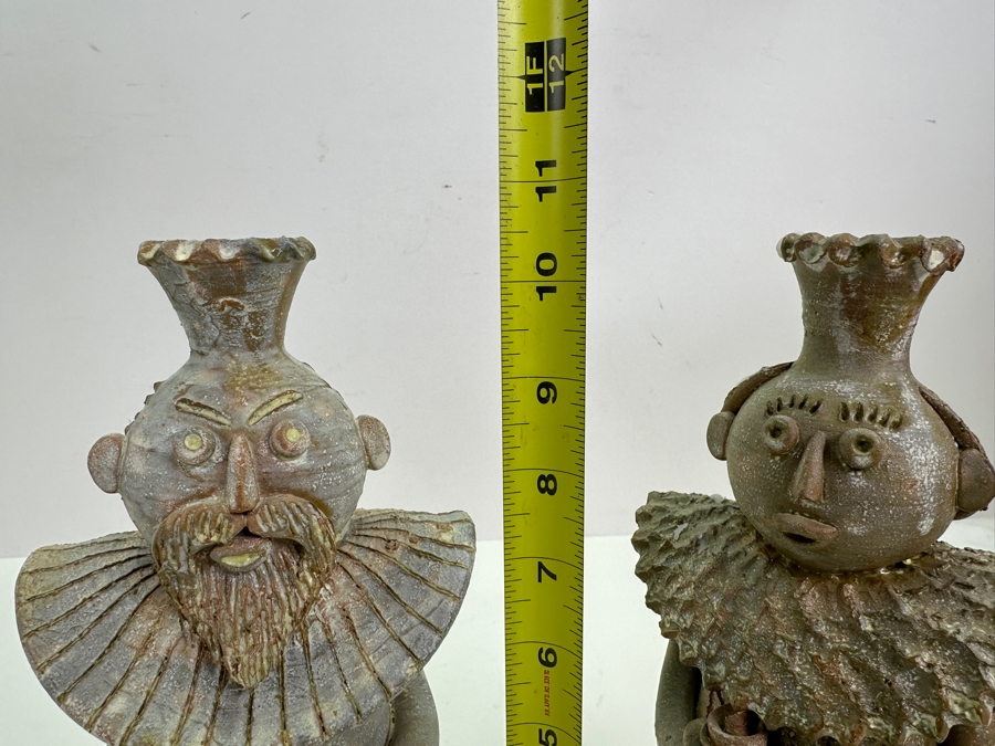 Signed Icelandic Pottery Figurines Candle Holders 10.5'H [Photo 10]