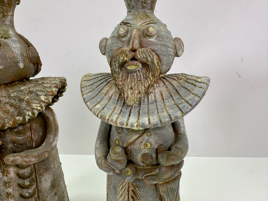 Signed Icelandic Pottery Figurines Candle Holders 10.5'H [Photo 3]