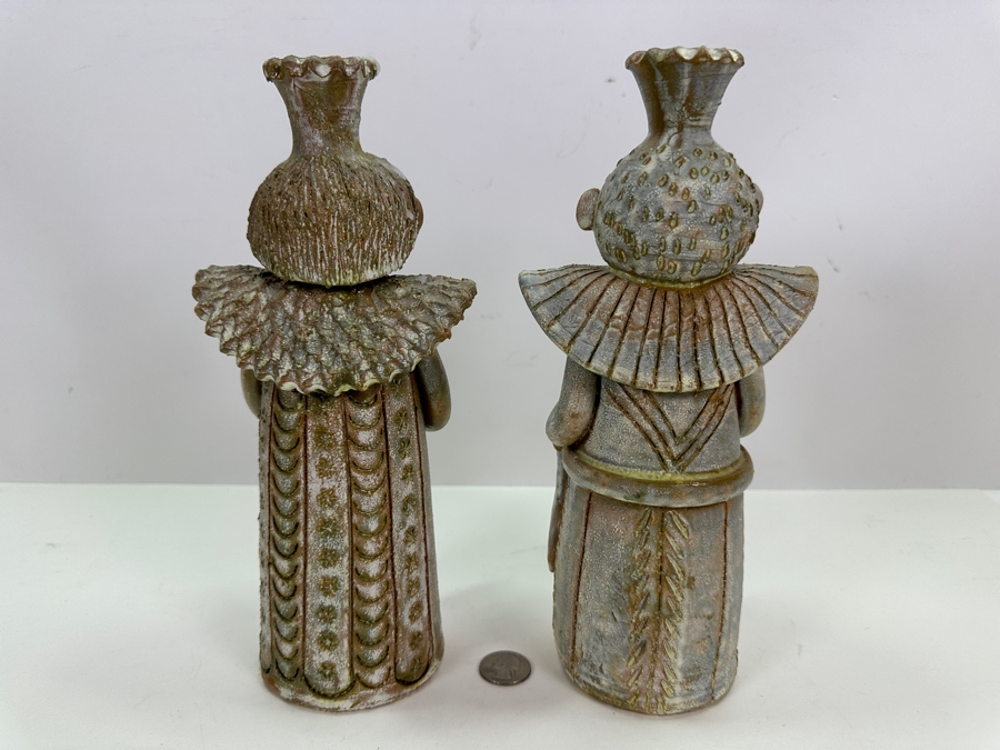 Signed Icelandic Pottery Figurines Candle Holders 10.5'H [Photo 5]