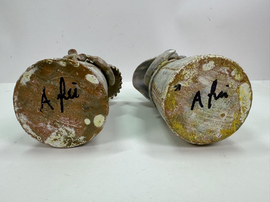 Signed Icelandic Pottery Figurines Candle Holders 10.5'H [Photo 6]