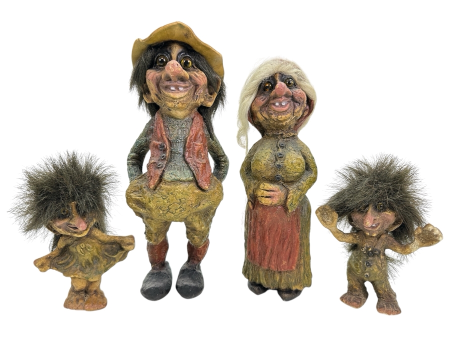 1960's Set of (4) NyForm Norwegian Trolls Handmade and Designed by TryGve Torgersen