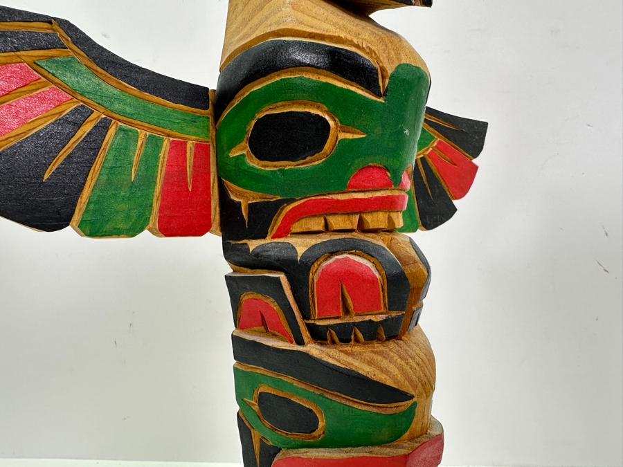 Northwest Coast Hand-Carved and Painted Wooden Totem Pole by Ed Raud 12'W x 13'H [Photo 5]
