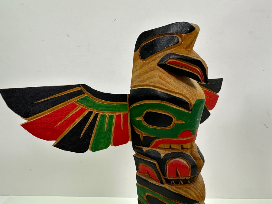 Northwest Coast Hand-Carved and Painted Wooden Totem Pole by Ed Raud 12'W x 13'H [Photo 4]