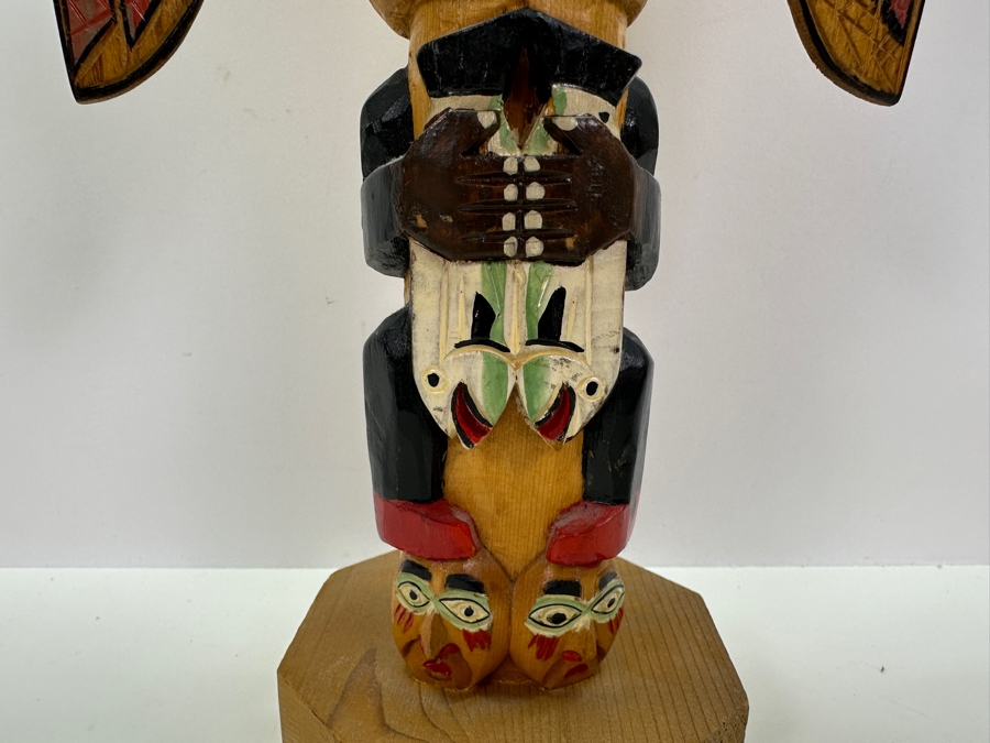 Signed Hand-Carved and Painted 'Legend of the Frog' Pacific Northwest Wooden Totem Pole by Patrick Seale 6'W x 11'H [Photo 3]