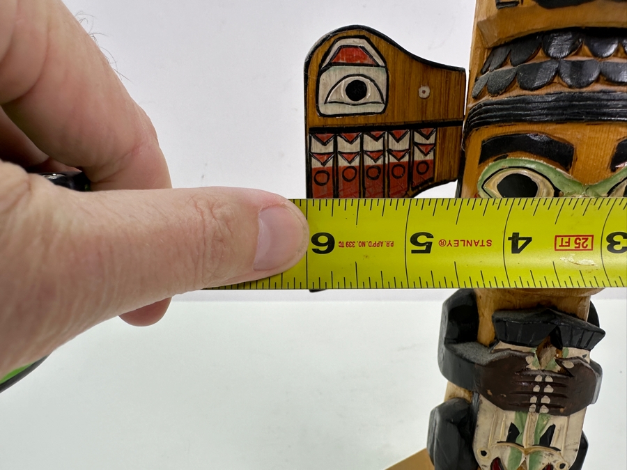 Signed Hand-Carved and Painted 'Legend of the Frog' Pacific Northwest Wooden Totem Pole by Patrick Seale 6'W x 11'H [Photo 13]