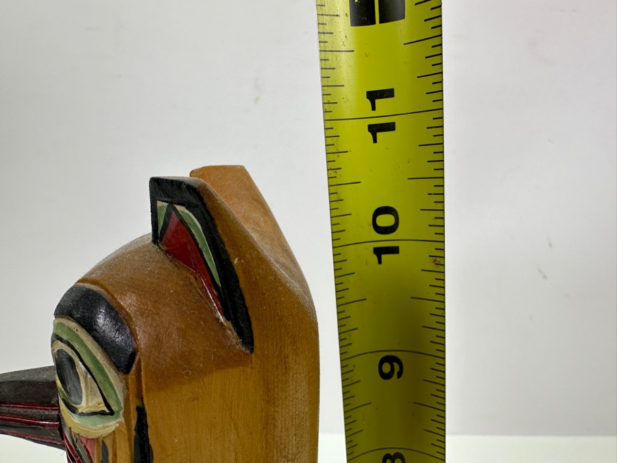 Signed Hand-Carved and Painted 'Legend of the Frog' Pacific Northwest Wooden Totem Pole by Patrick Seale 6'W x 11'H [Photo 15]