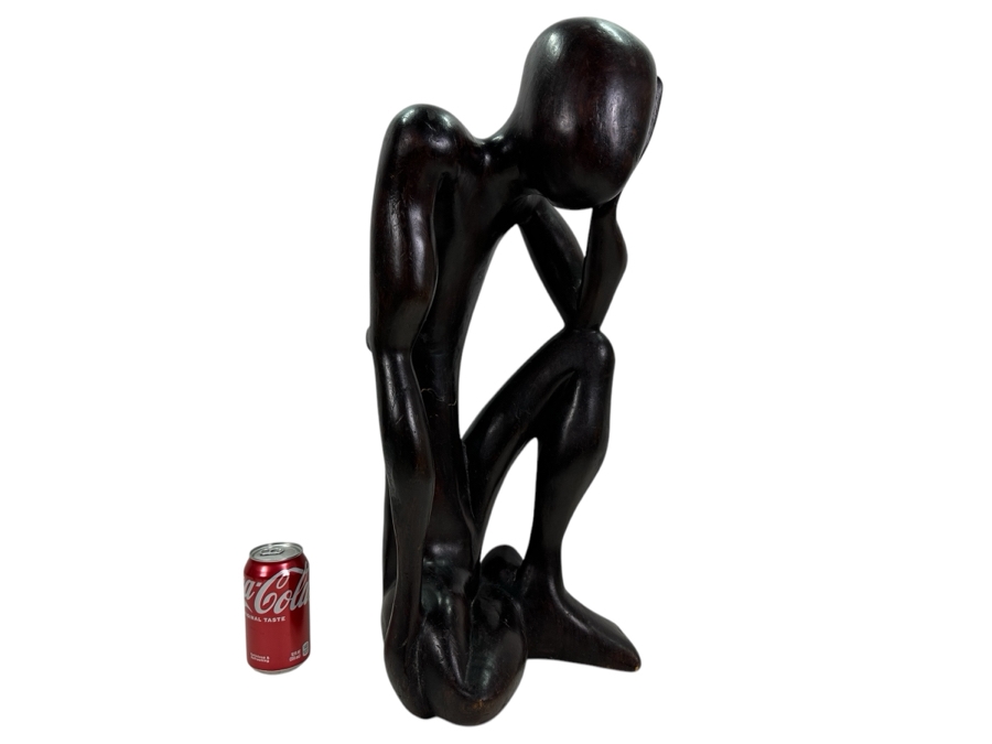 Large Hand Carved African Thinking Man Sculpture 25H [Photo 1]