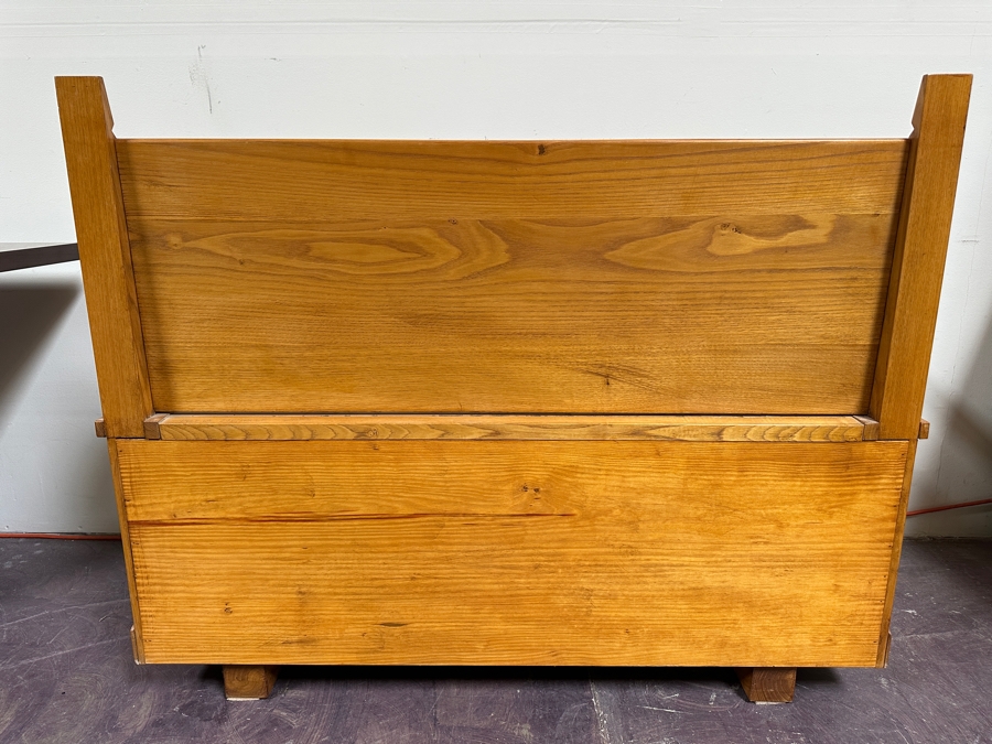 Traditional Sardinian Masterly Hand Carved Bench With Storage In Sardinian Chestnut Wood Signed On Back Milia Michele 2002 Very Heavy 47W X 18D X 37H [Photo 16]