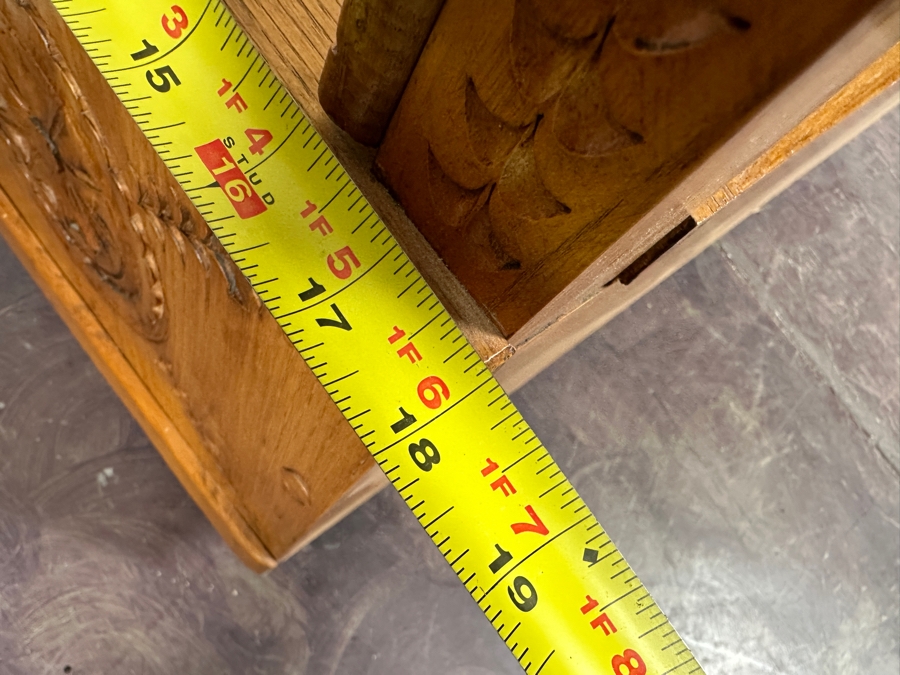 Traditional Sardinian Masterly Hand Carved Bench With Storage In Sardinian Chestnut Wood Signed On Back Milia Michele 2002 Very Heavy 47W X 18D X 37H [Photo 22]