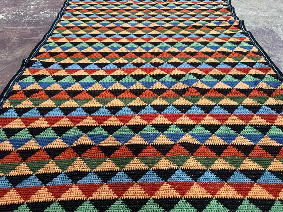 Crochet Blanket With Geometric Pattern 38 X 65 [Photo 3]