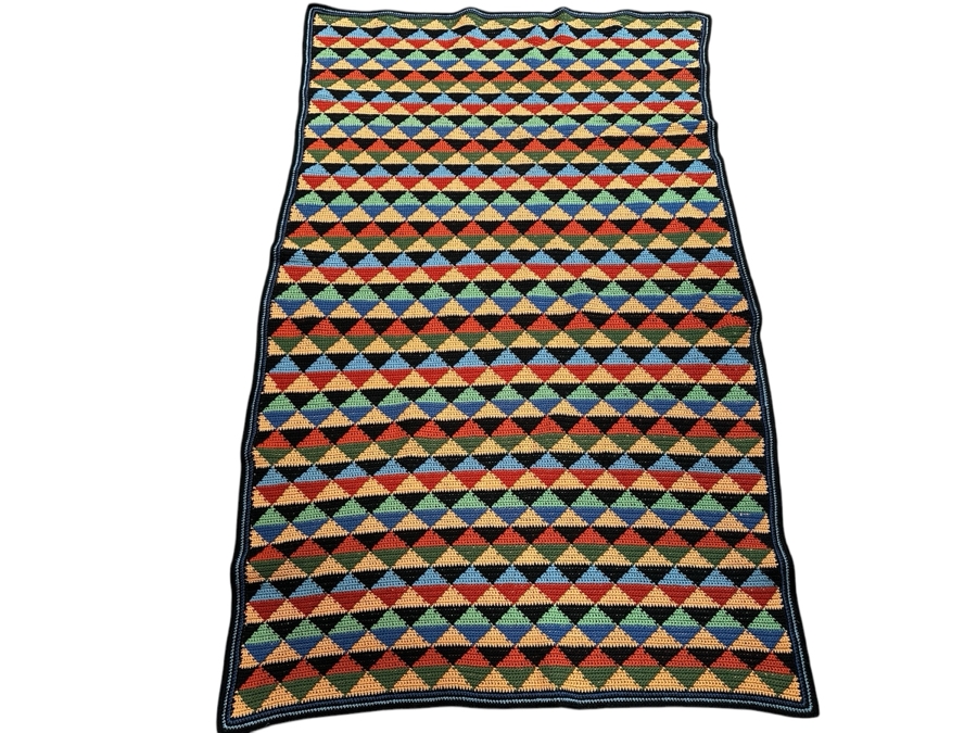 Crochet Blanket With Geometric Pattern 38 X 65 [Photo 1]