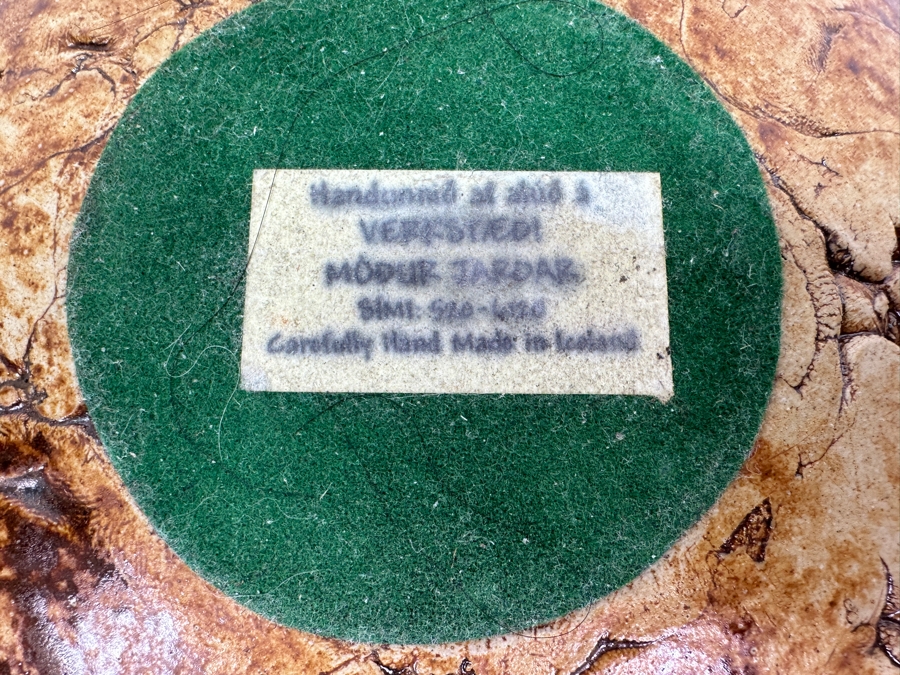 Vintage Handmade Icelandic Art Pottery Bowl Modur Jardar With Pair Of Relief Horses 11W X 2.5H [Photo 8]