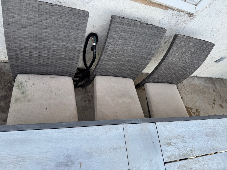 RST Brand Vistano 9 Piece Sunbrella Outdoor Dining Set - Gray  Table With Eight Chairs (Two Are Armchairs) 85W x 42D x 30H Retail $3,549 [Photo 11]