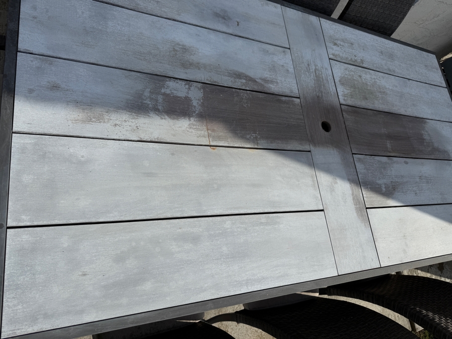 RST Brand Vistano 9 Piece Sunbrella Outdoor Dining Set - Gray  Table With Eight Chairs (Two Are Armchairs) 85W x 42D x 30H Retail $3,549 [Photo 4]