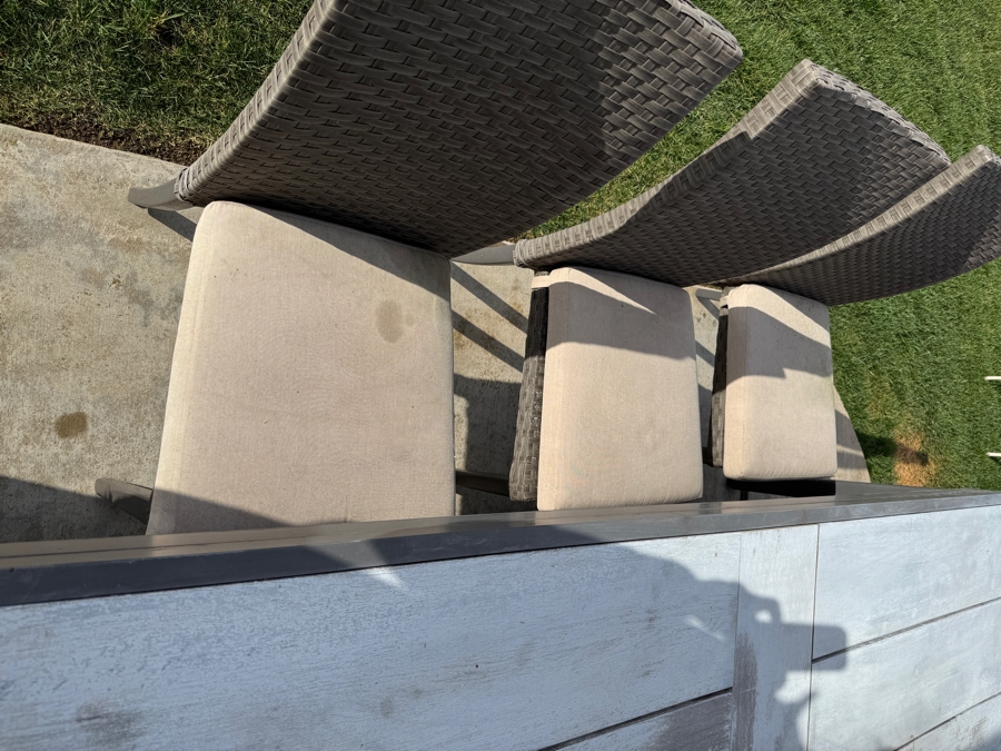 RST Brand Vistano 9 Piece Sunbrella Outdoor Dining Set - Gray  Table With Eight Chairs (Two Are Armchairs) 85W x 42D x 30H Retail $3,549 [Photo 6]