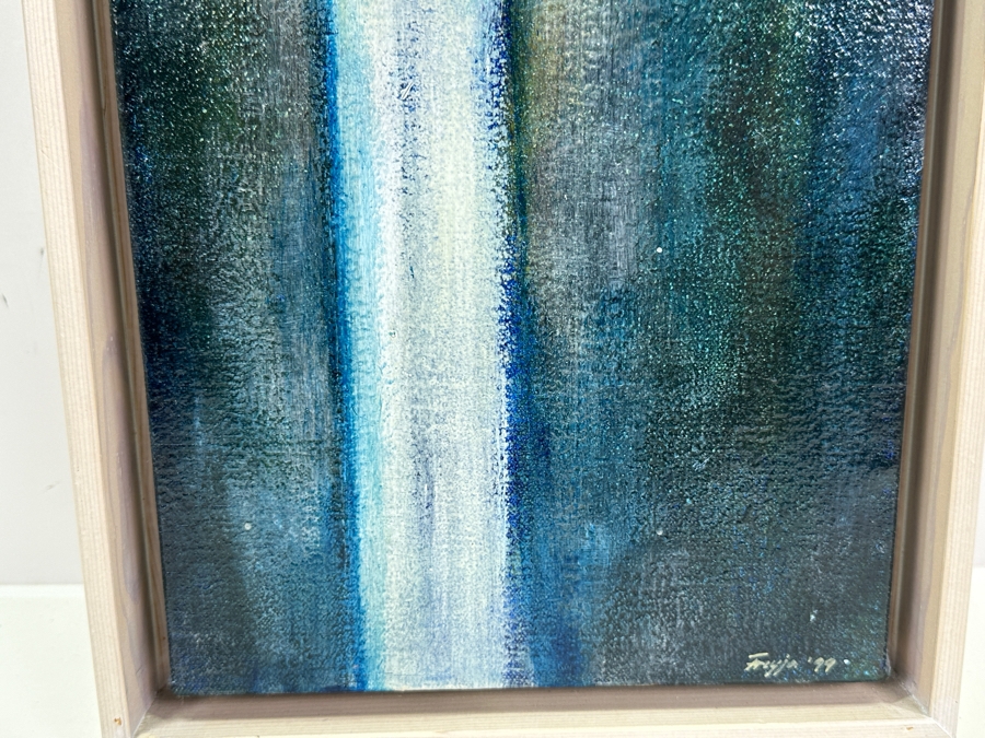 Freyja Onundardottir (Icelandic Artist) Original Oil On Canvas Of A Waterfall Signed And Dated 1999 8 X 16 Framed 9.5 X 17 [Photo 4]