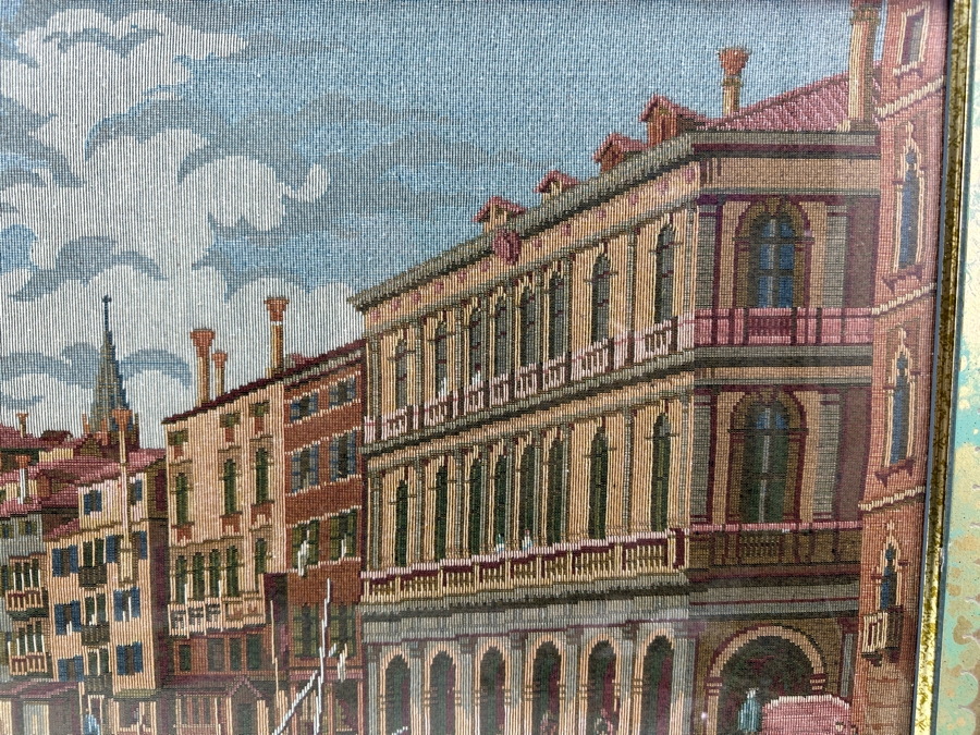 Vintage Italian Ventian Tapestry Featuring The Rialot Bridge And Gondolas Of The Grand Canal 37.5 X 18 Framed 41.5 X 22 [Photo 6]