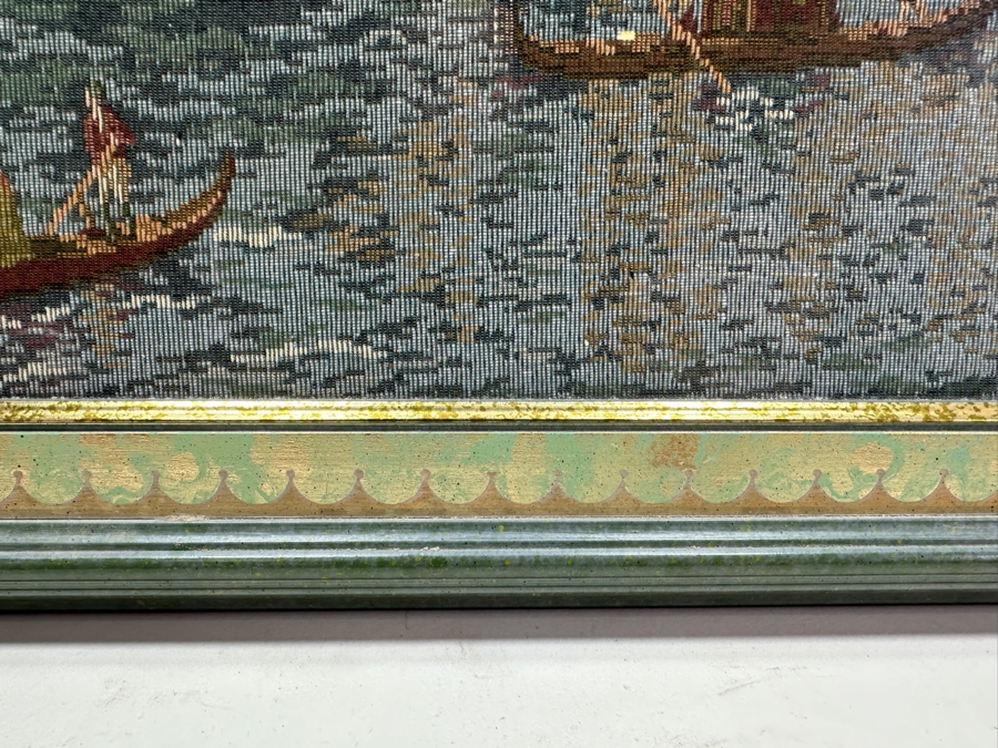 Vintage Italian Ventian Tapestry Featuring The Rialot Bridge And Gondolas Of The Grand Canal 37.5 X 18 Framed 41.5 X 22 [Photo 8]