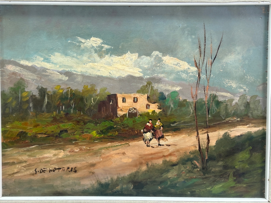 Original Oil Painting On Board Signed S. De Notaris 14 X 10.5 Framed 21 X 17 [Photo 5]