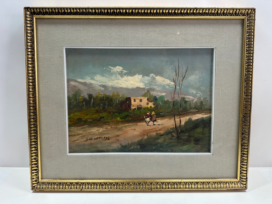 Original Oil Painting On Board Signed S. De Notaris 14 X 10.5 Framed 21 X 17 [Photo 2]