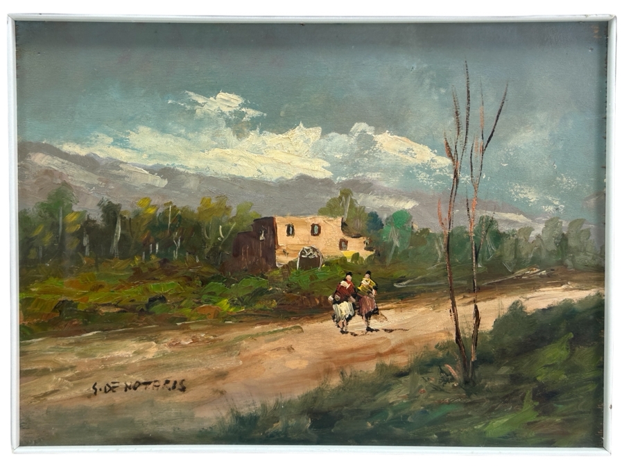Original Oil Painting On Board Signed S. De Notaris 14 X 10.5 Framed 21 X 17 [Photo 1]