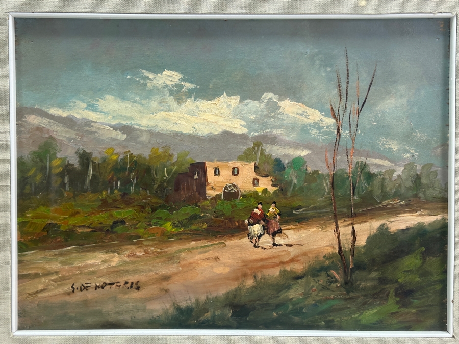 Original Oil Painting On Board Signed S. De Notaris 14 X 10.5 Framed 21 X 17 [Photo 3]