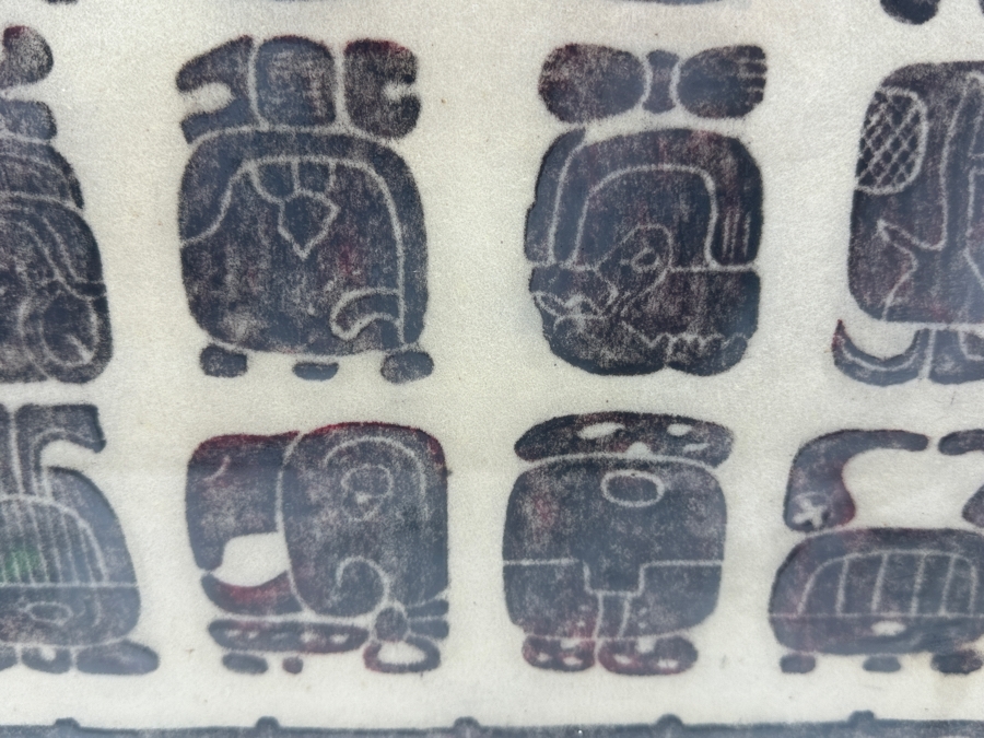 Vintage Mayan Calendar Tzolk'in Rubbing Featuring Glyphs 31.5 X 20 Framed 37 X 25 [Photo 7]
