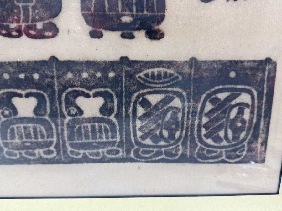 Vintage Mayan Calendar Tzolk'in Rubbing Featuring Glyphs 31.5 X 20 Framed 37 X 25 [Photo 9]