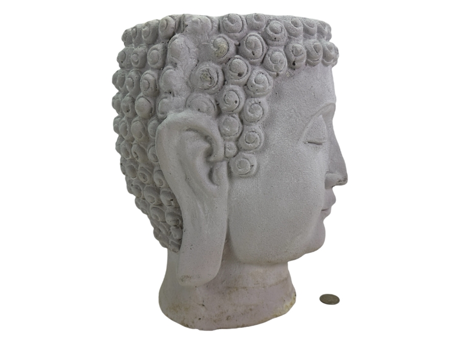 Buddha Head Planter Flower Pot Fiberglass/Resin 9W X 11D X 12.5H [Photo 1]