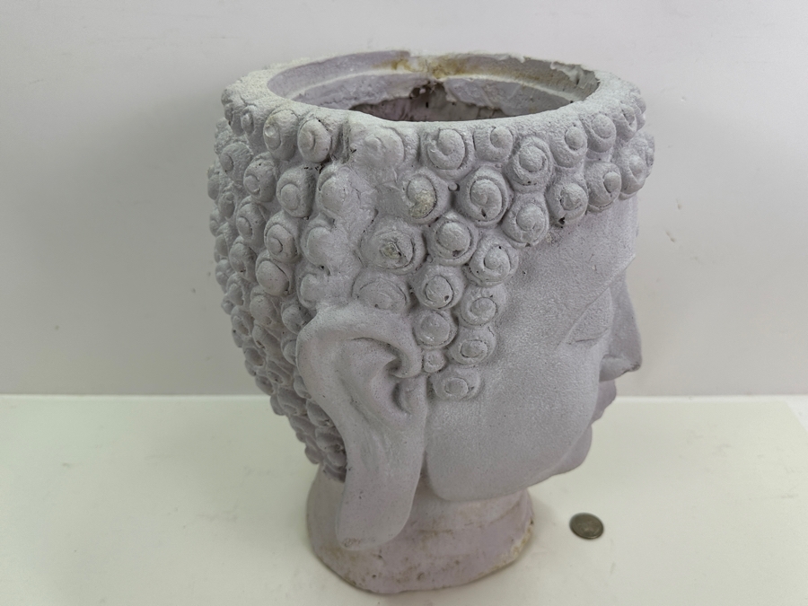 Buddha Head Planter Flower Pot Fiberglass/Resin 9W X 11D X 12.5H [Photo 4]