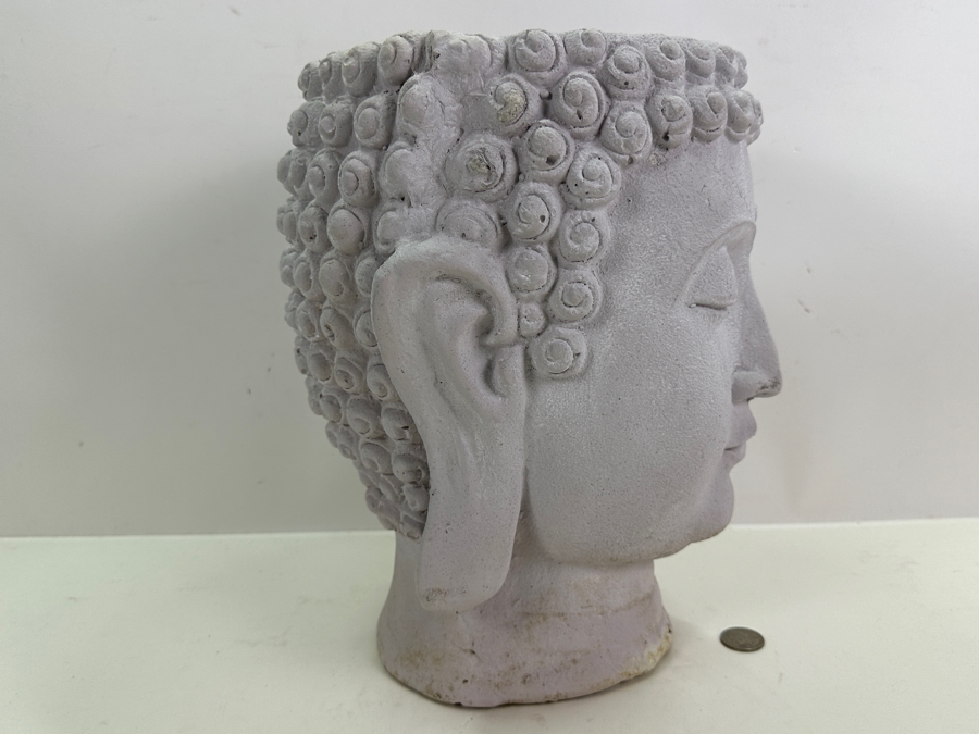 Buddha Head Planter Flower Pot Fiberglass/Resin 9W X 11D X 12.5H [Photo 3]
