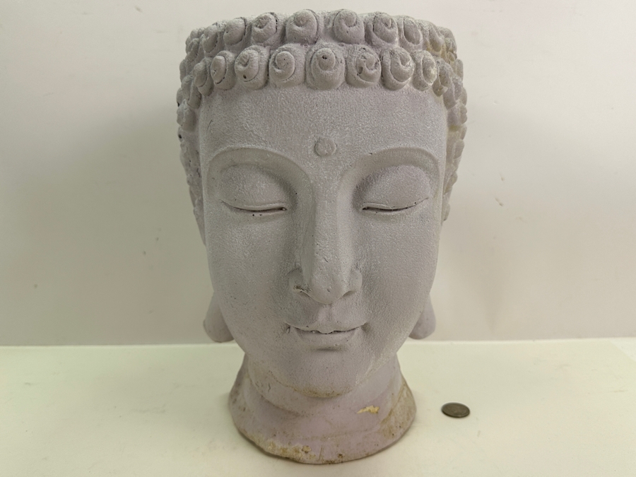 Buddha Head Planter Flower Pot Fiberglass/Resin 9W X 11D X 12.5H [Photo 2]