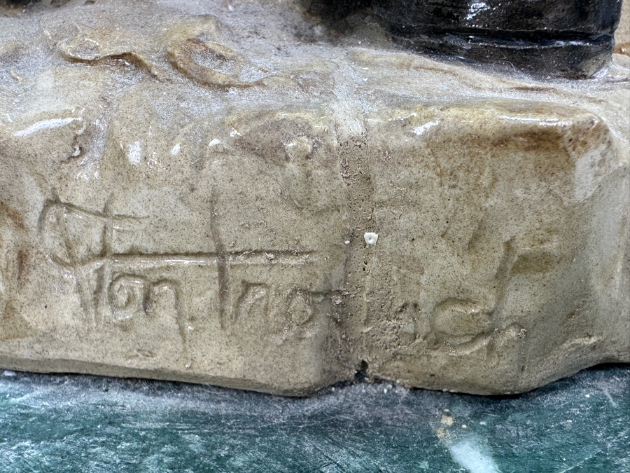 Artist Signed Art Pottery Sculpture On Marble Base 12W X 18H [Photo 9]