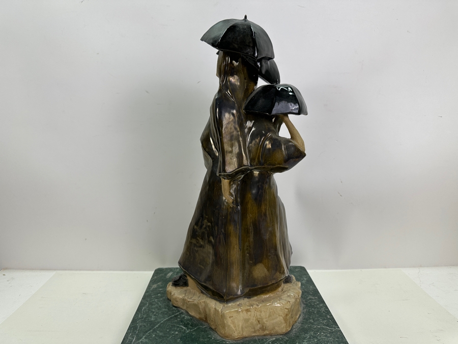 Artist Signed Art Pottery Sculpture On Marble Base 12W X 18H [Photo 12]