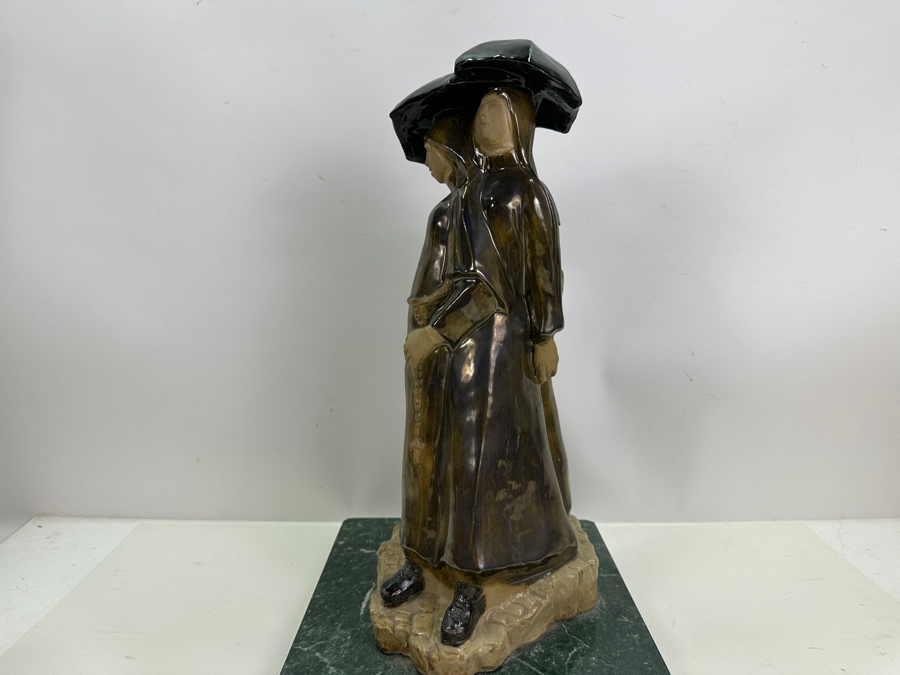 Artist Signed Art Pottery Sculpture On Marble Base 12W X 18H [Photo 13]