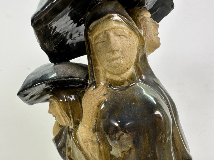 Artist Signed Art Pottery Sculpture On Marble Base 12W X 18H [Photo 5]