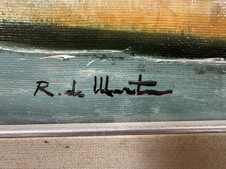 Original Oil Painting On Canvas From Sardinia Italy Artist Signed Lower Right Framed 39 X 27.5 Framed 49 X 37 [Photo 4]