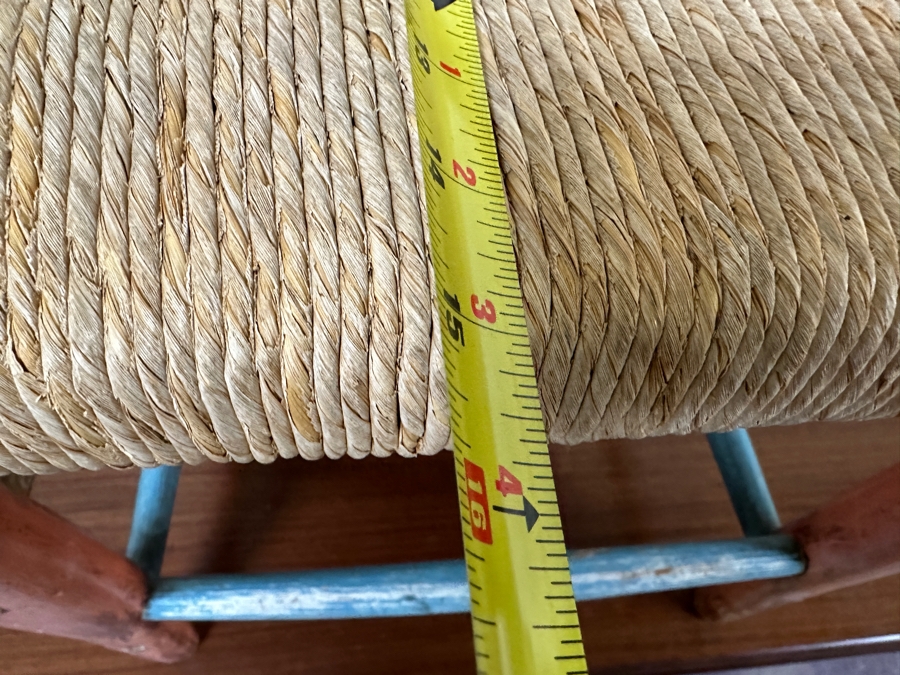 Peter Hunt (1896-1967, American) American Folk Art Hand Painted Wooden Rush Seat Chair 17W X 15D X 44H [Photo 12]