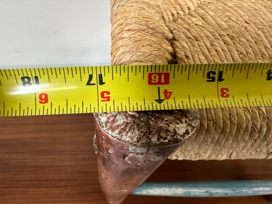 Peter Hunt (1896-1967, American) American Folk Art Hand Painted Wooden Rush Seat Chair 17W X 15D X 44H [Photo 11]