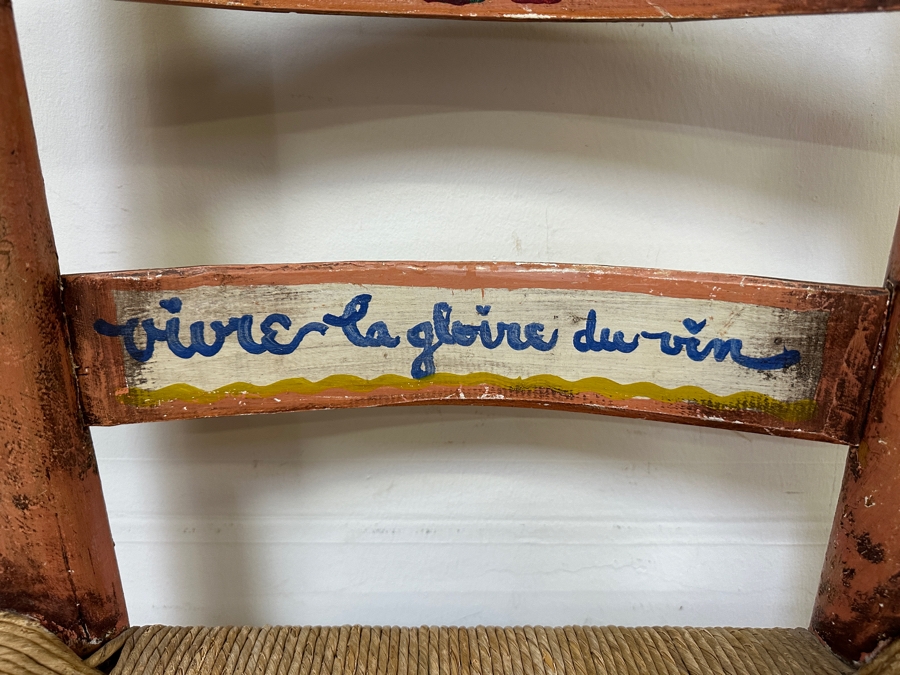 Peter Hunt (1896-1967, American) American Folk Art Hand Painted Wooden Rush Seat Chair 17W X 15D X 44H [Photo 4]