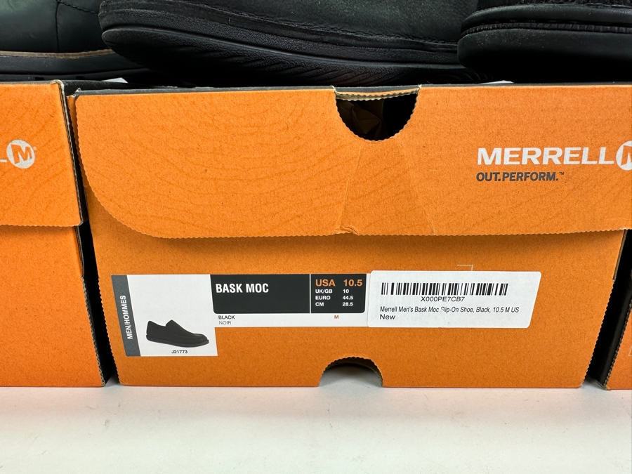 Three New Pair Merrill Black Slip-on Leather Shoes Size 10.5 Retails $400+ [Photo 7]