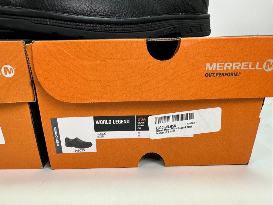 Three New Pair Merrill Black Slip-on Leather Shoes Size 10.5 Retails $400+ [Photo 8]