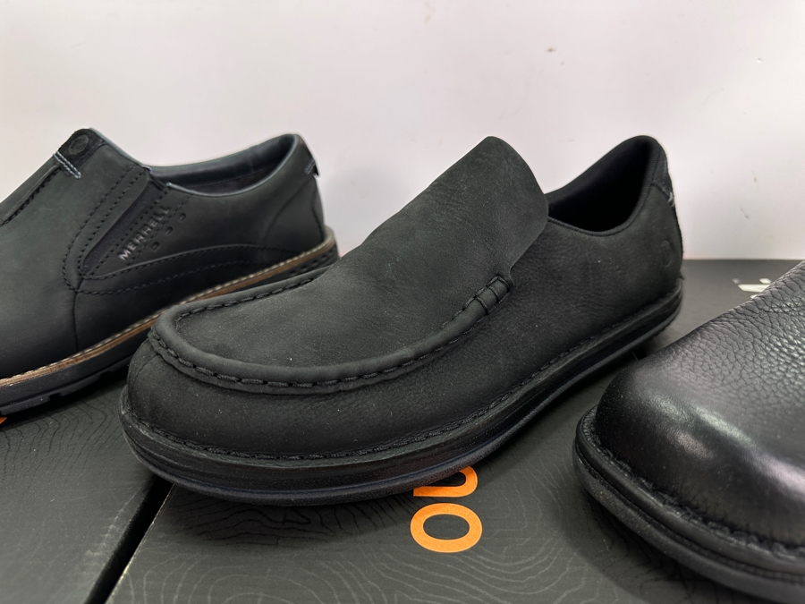 Three New Pair Merrill Black Slip-on Leather Shoes Size 10.5 Retails $400+ [Photo 4]