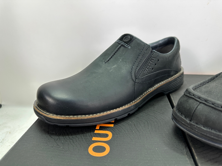 Three New Pair Merrill Black Slip-on Leather Shoes Size 10.5 Retails $400+ [Photo 3]
