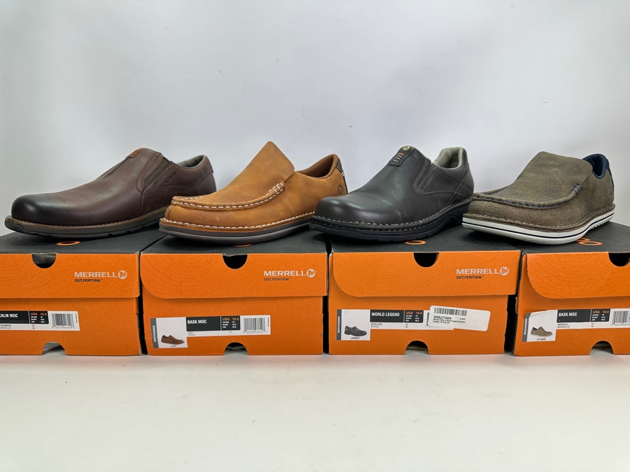 Four New Pair Merrill Slip-on Leather Shoes Size 10.5 Retails $500+ [Photo 10]